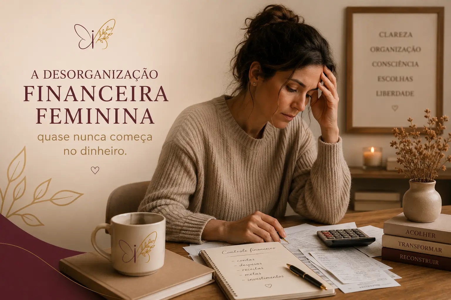 A desorganização financeira feminina quase nunca começa no dinheiro