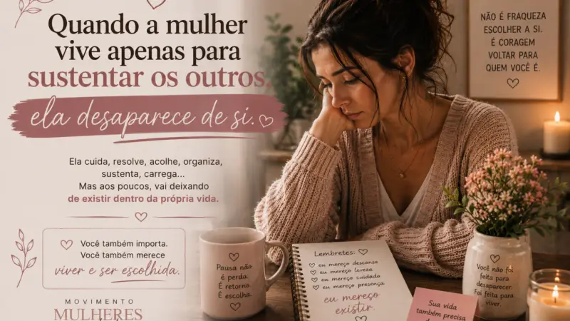 Quando a mulher vive apenas para sustentar os outros, ela desaparece de si