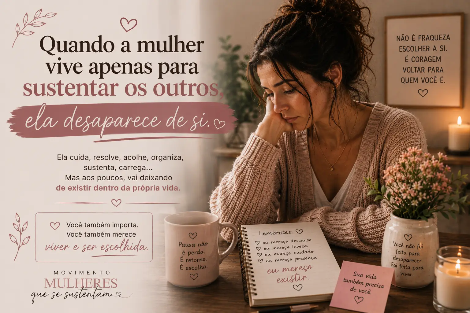 Quando a mulher vive apenas para sustentar os outros, ela desaparece de si