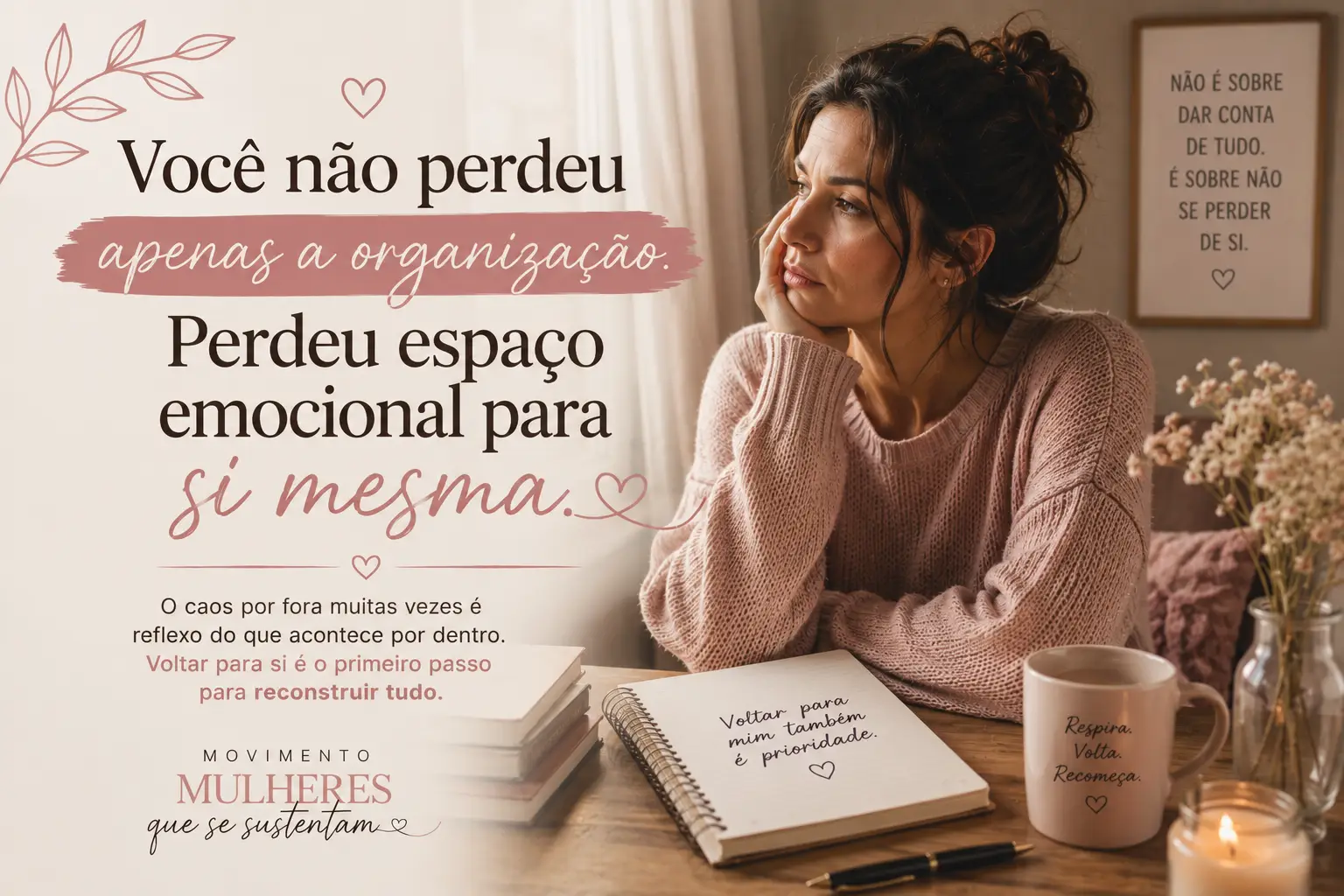 Você não perdeu apenas a organização. Perdeu espaço emocional para si mesma.