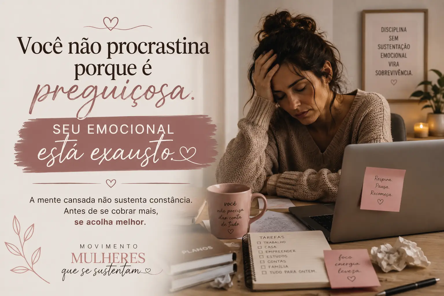 Você não procrastina porque é preguiçosa. Seu emocional está exausto.